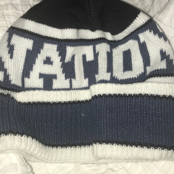 PINK NATION Navy, Black & White knit cap w. Puff - Picture 5 of 5